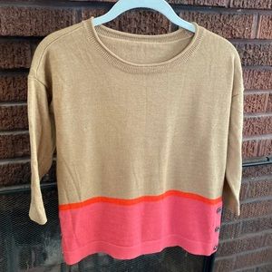 EUC Tan and Pink 3/4 Sleeve Sweater